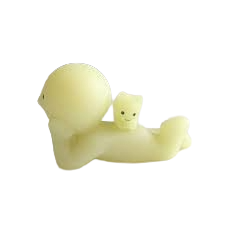 a smol smiski lies on its back